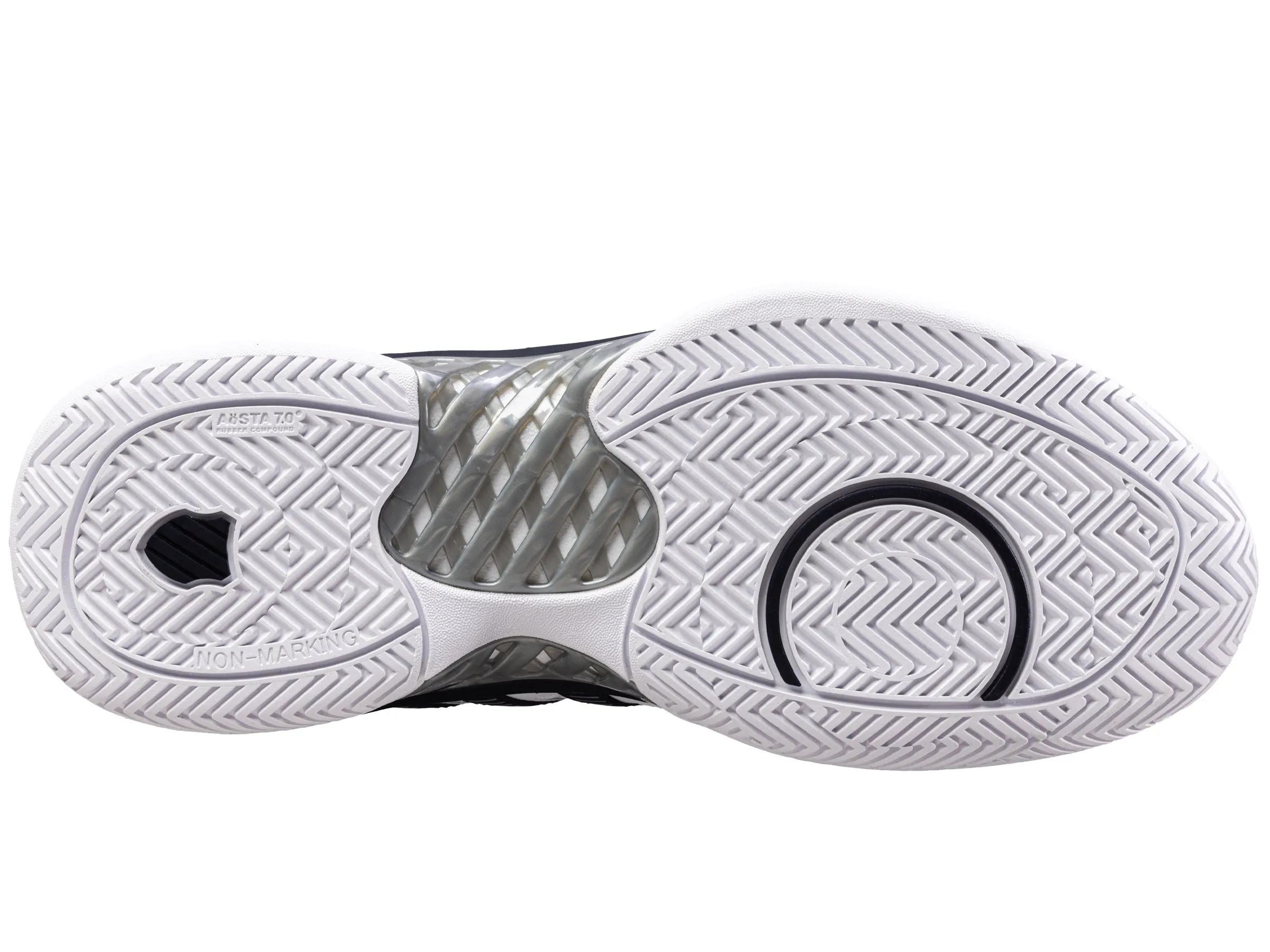 Mens Hypercourt Express Leather Tennis Shoes in White/Navy/Silver