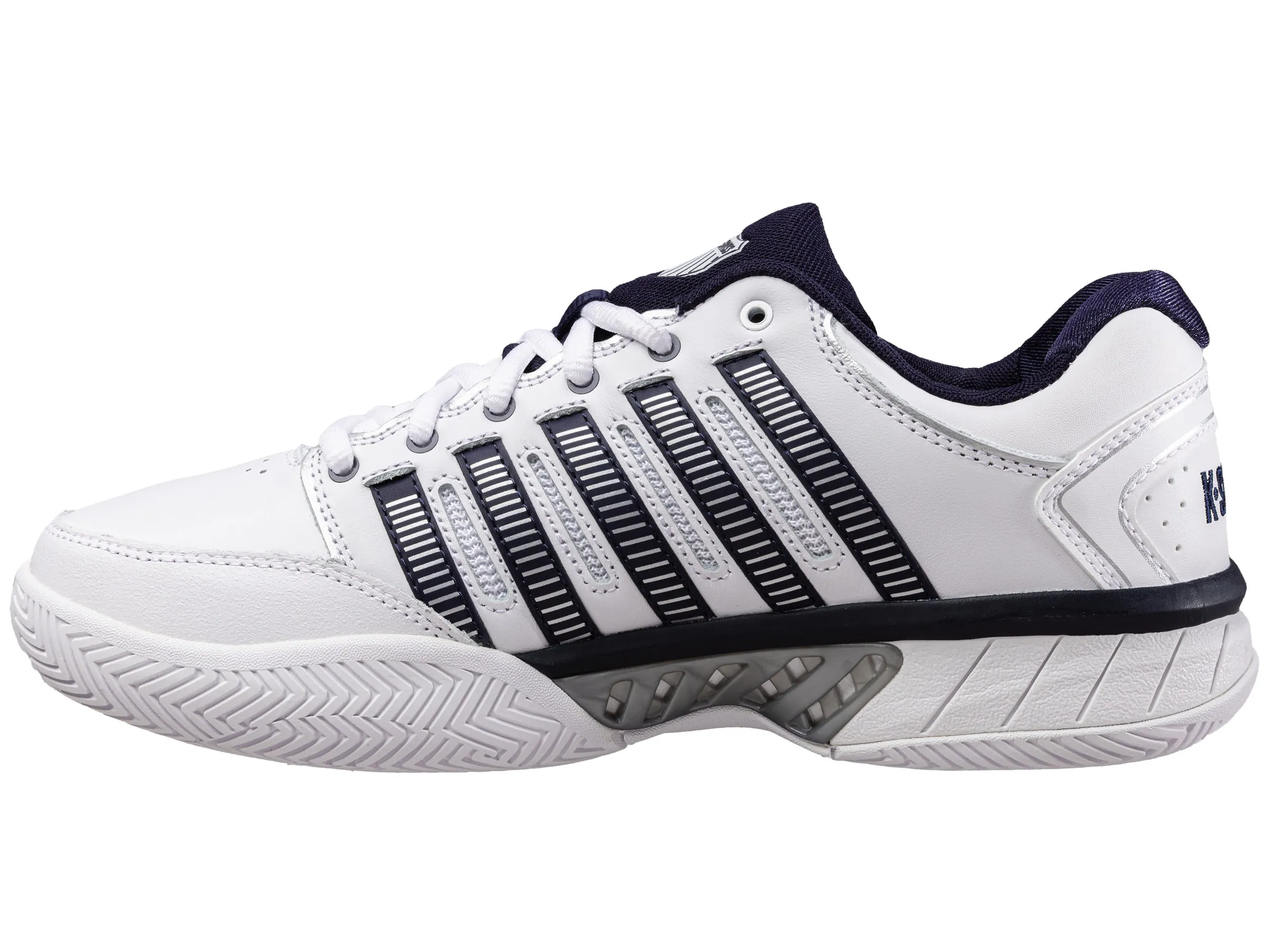 Mens Hypercourt Express Leather Tennis Shoes in White/Navy/Silver