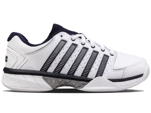 Mens Hypercourt Express Leather Tennis Shoes in White/Navy/Silver