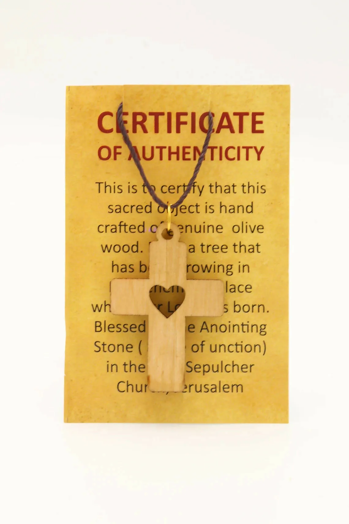 3 PCS Olive Wood Cross Hand Made Heart Pendant Necklace Holy Land Bethlehem Jerusalem Crucifix