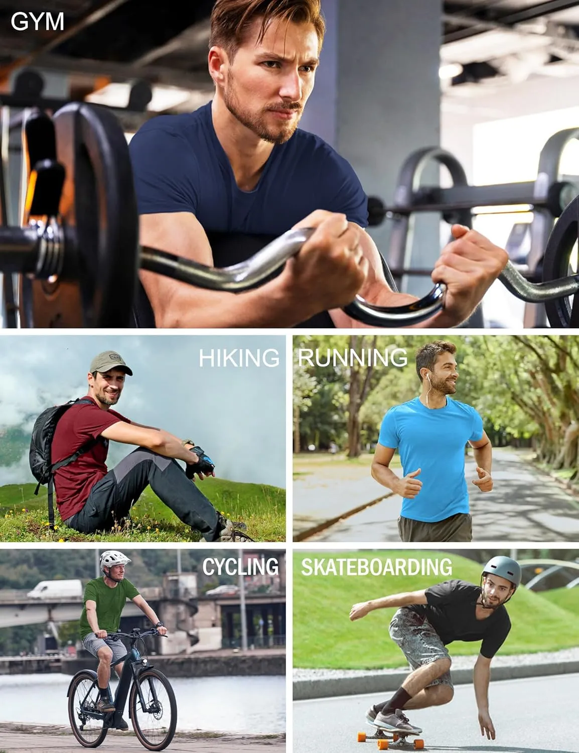 5/7 Pack Men's Dry Fit Workout Gym T Shirts, Short Sleeve Active Running Athletic Tee Tops