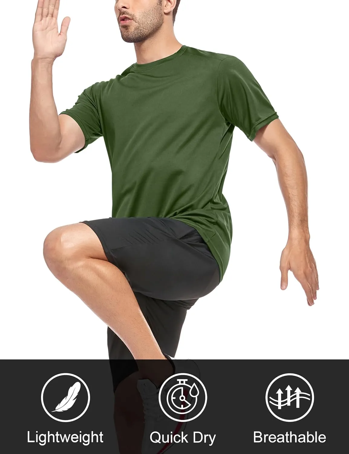 5/7 Pack Men's Dry Fit Workout Gym T Shirts, Short Sleeve Active Running Athletic Tee Tops