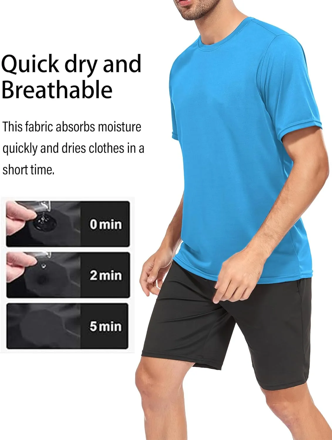 5/7 Pack Men's Dry Fit Workout Gym T Shirts, Short Sleeve Active Running Athletic Tee Tops