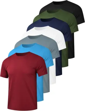 5/7 Pack Men's Dry Fit Workout Gym T Shirts, Short Sleeve Active Running Athletic Tee Tops