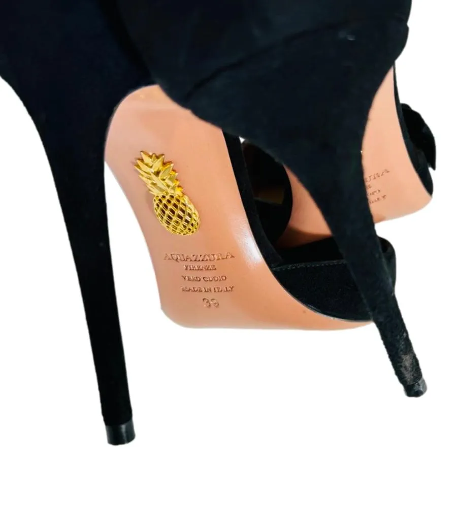 Aquazzura Bow Detailed Suede Heels. Size 39