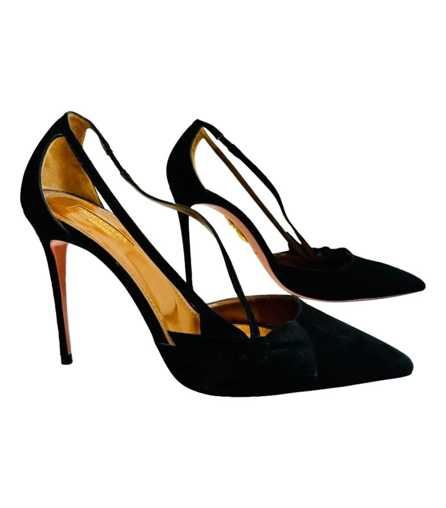 Aquazzura Bow Detailed Suede Heels. Size 39