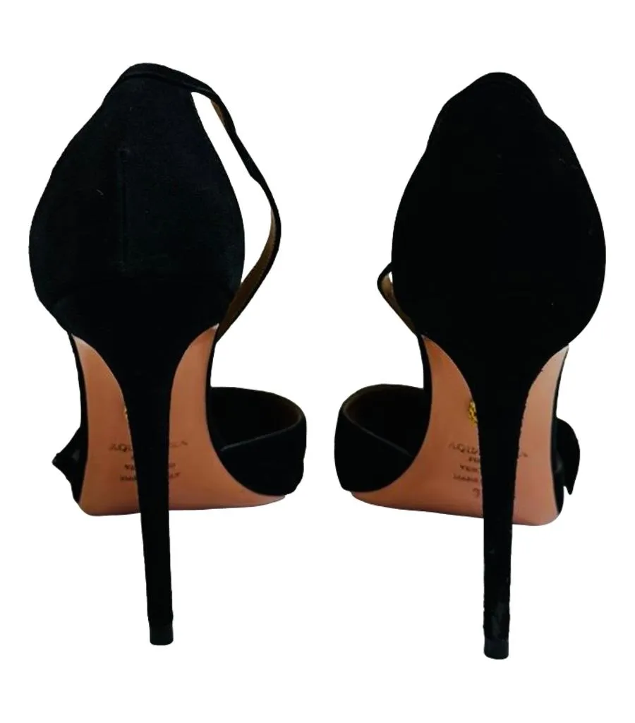 Aquazzura Bow Detailed Suede Heels. Size 39