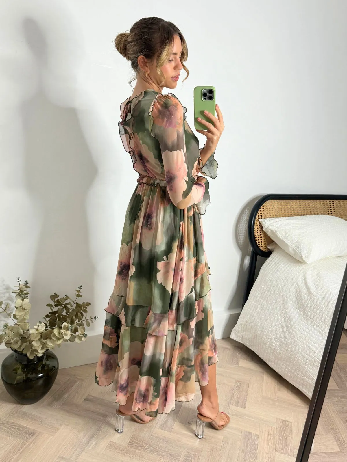 Birdie Frill Tie Back Dress / Pastel Floral