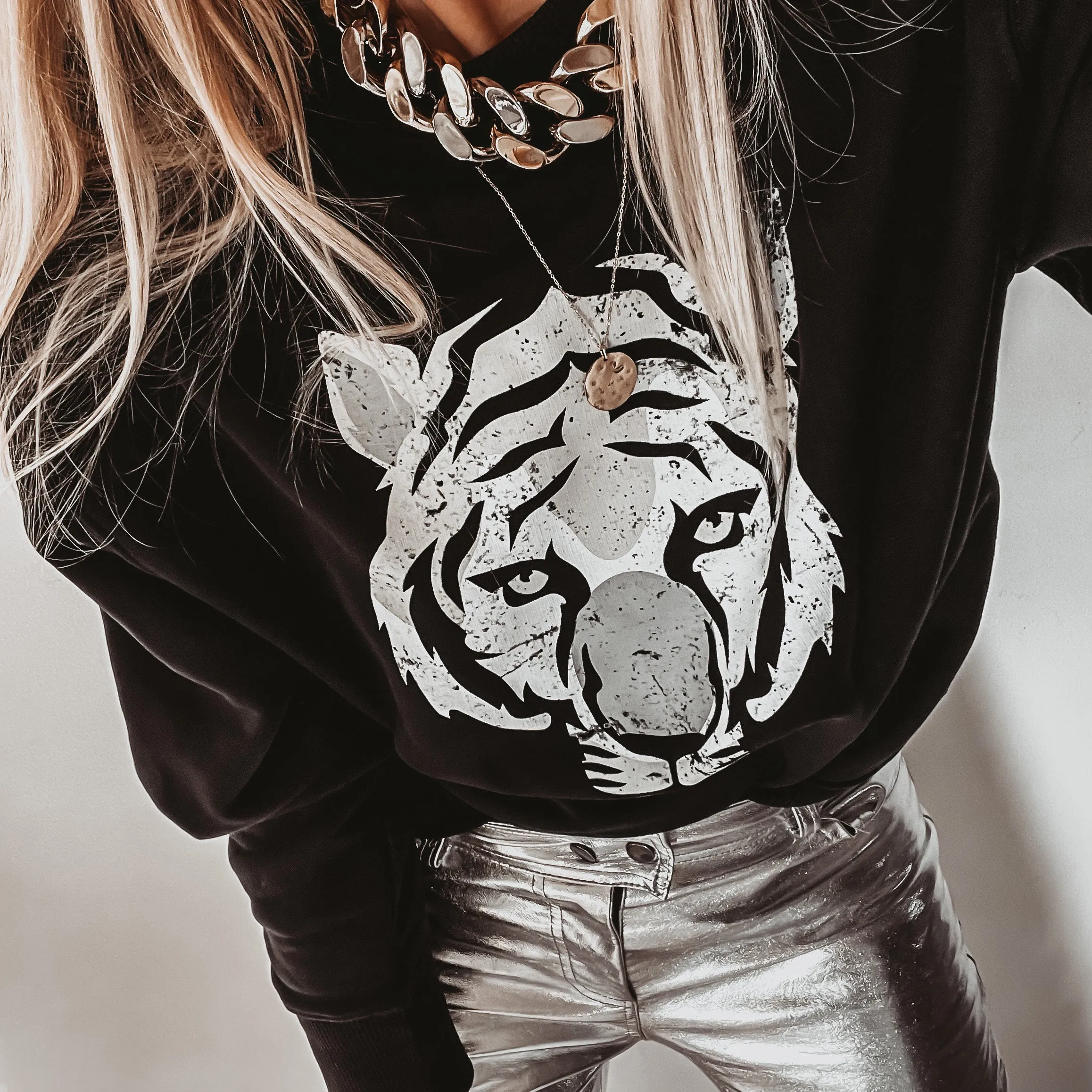 Black tiger sweatshirt *super slouchy fit* *NOW HALF PRICE!!*