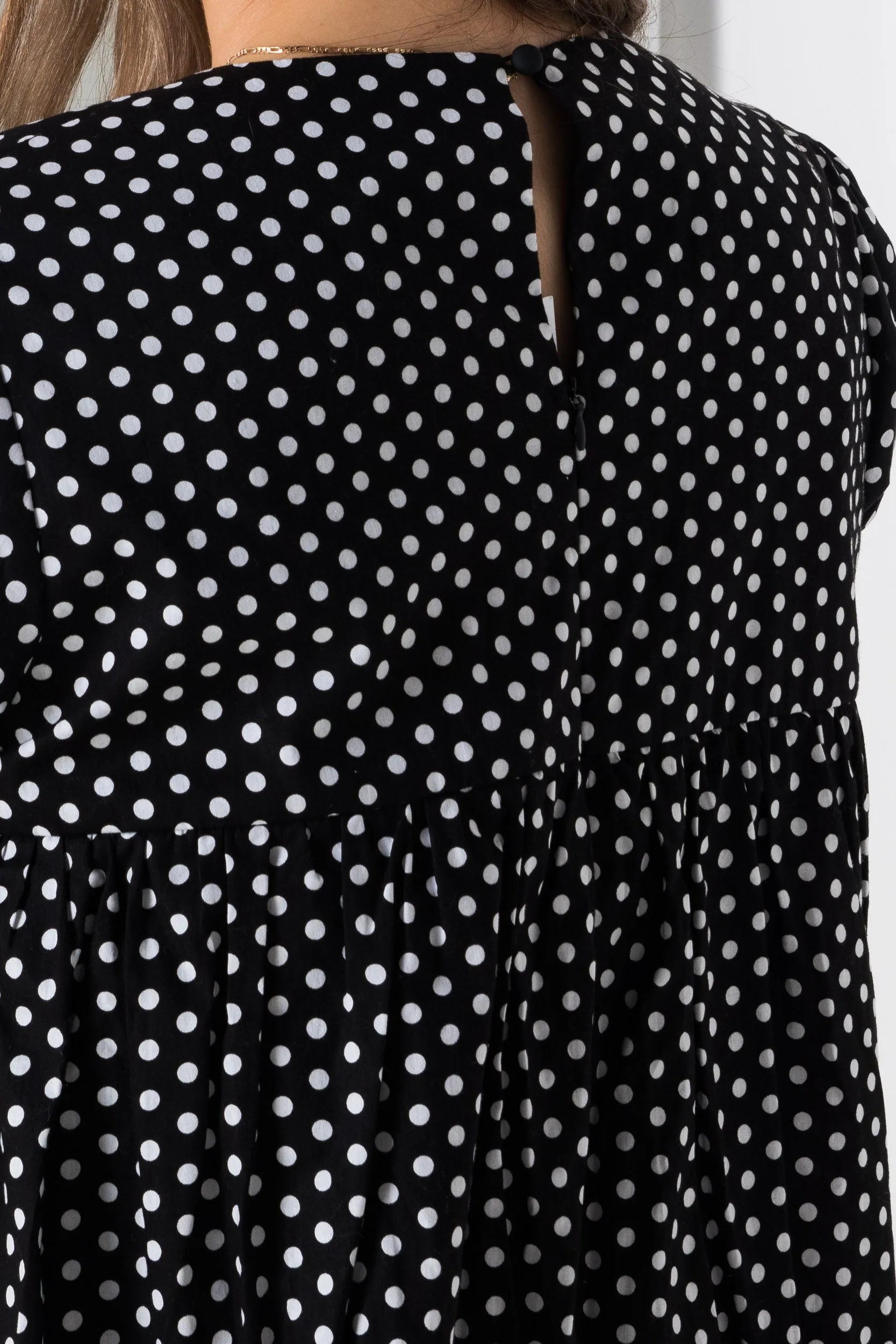 Daisy Street Polka Dot Smock Style Playsuit with Skirt Overlay
