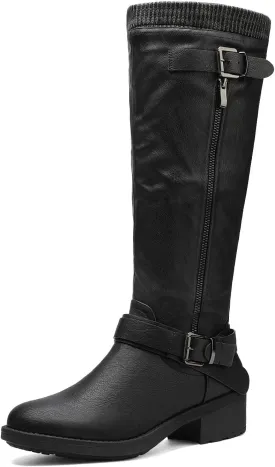 DREAM PAIRS Women's Knee High Boots Wide Calf Low Heel Riding Boots Fall Tall Boots for Women