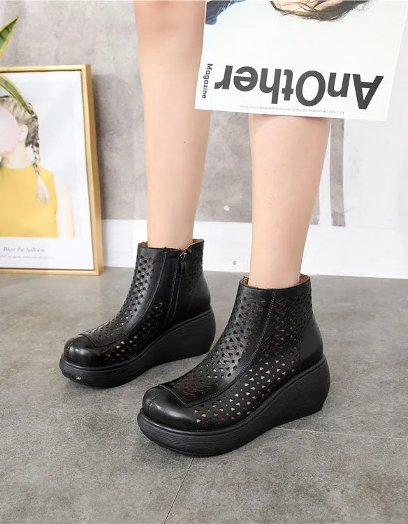 Handmade Summer Hollow Wedge Sandals Boots