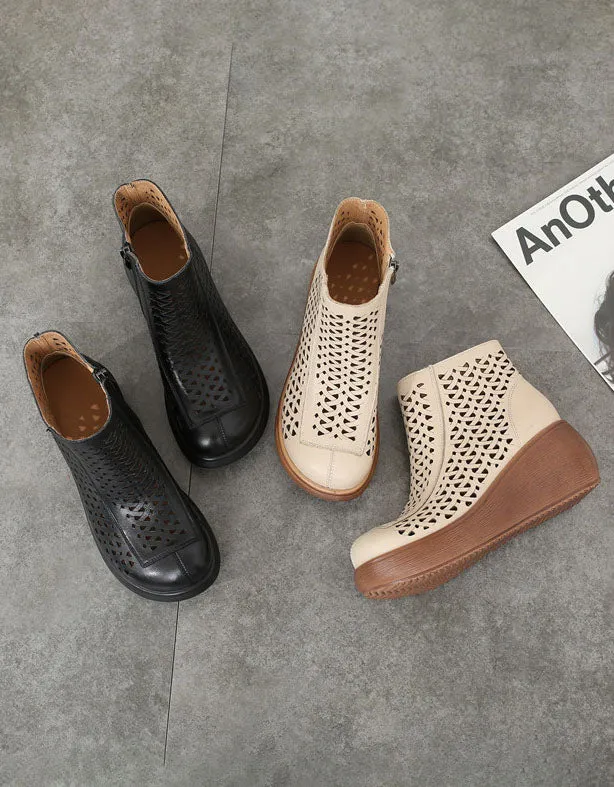 Handmade Summer Hollow Wedge Sandals Boots