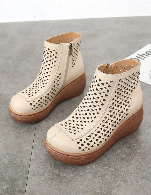 Handmade Summer Hollow Wedge Sandals Boots