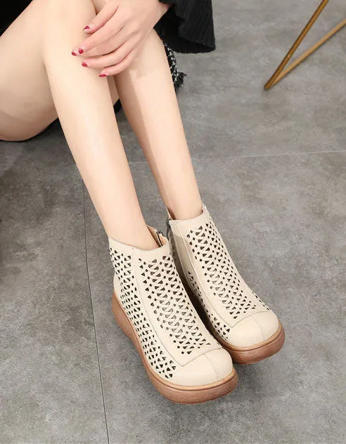 Handmade Summer Hollow Wedge Sandals Boots
