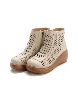 Handmade Summer Hollow Wedge Sandals Boots
