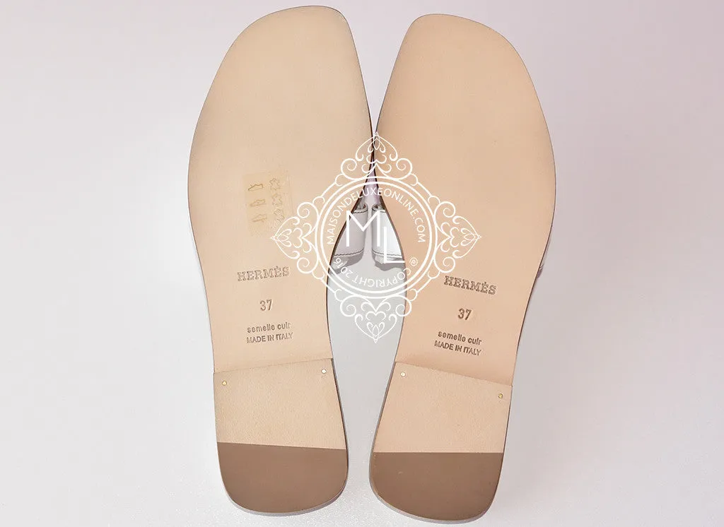 Hermes Womens White Oran Sandal Slipper 37 Shoes