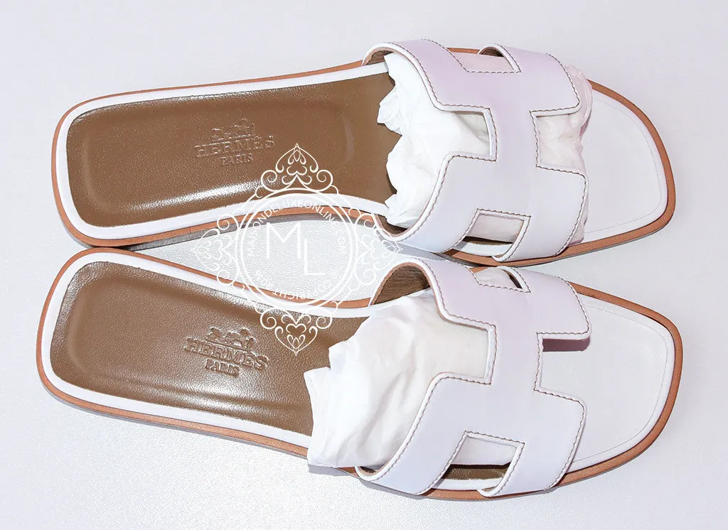 Hermes Womens White Oran Sandal Slipper 37 Shoes