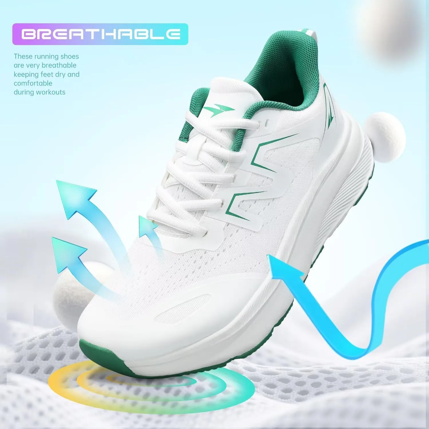 KDN Men's Road Running Shoes Wide Toe Box Shoes for Men Walking Sneakers Gym Workout Tennis Shoes for Wide Feet