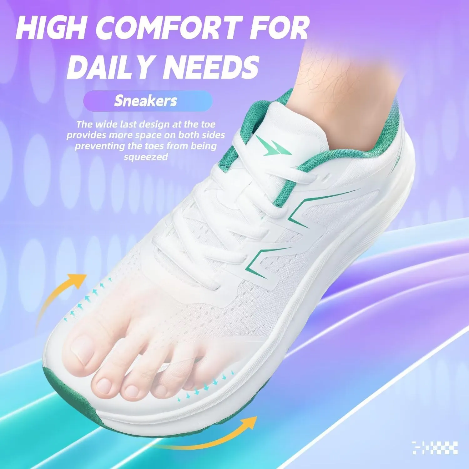KDN Men's Road Running Shoes Wide Toe Box Shoes for Men Walking Sneakers Gym Workout Tennis Shoes for Wide Feet