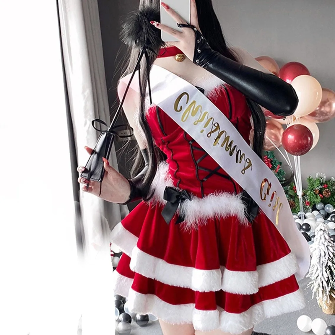 Lace Up Santa Dress   Costume