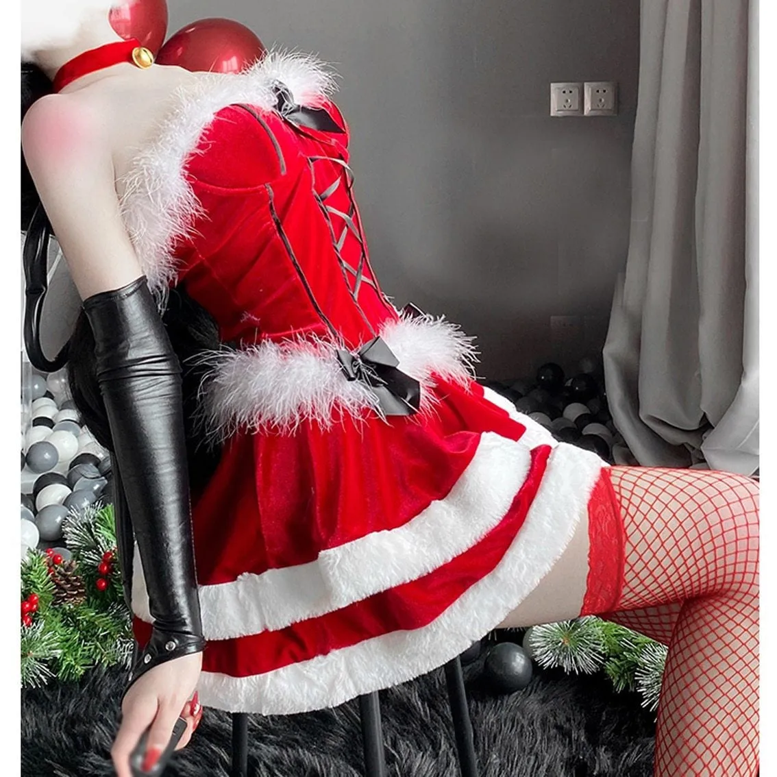 Lace Up Santa Dress   Costume