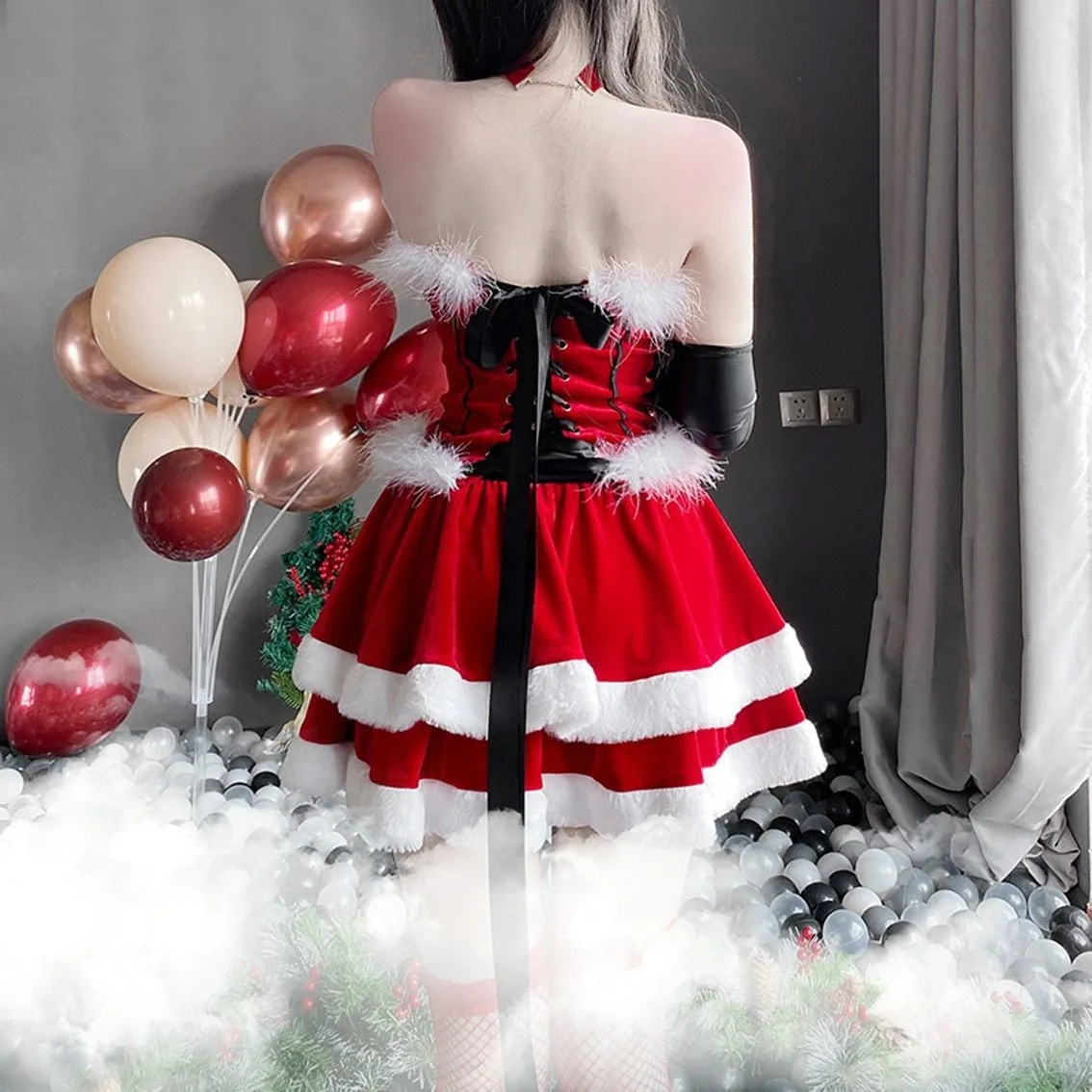 Lace Up Santa Dress   Costume