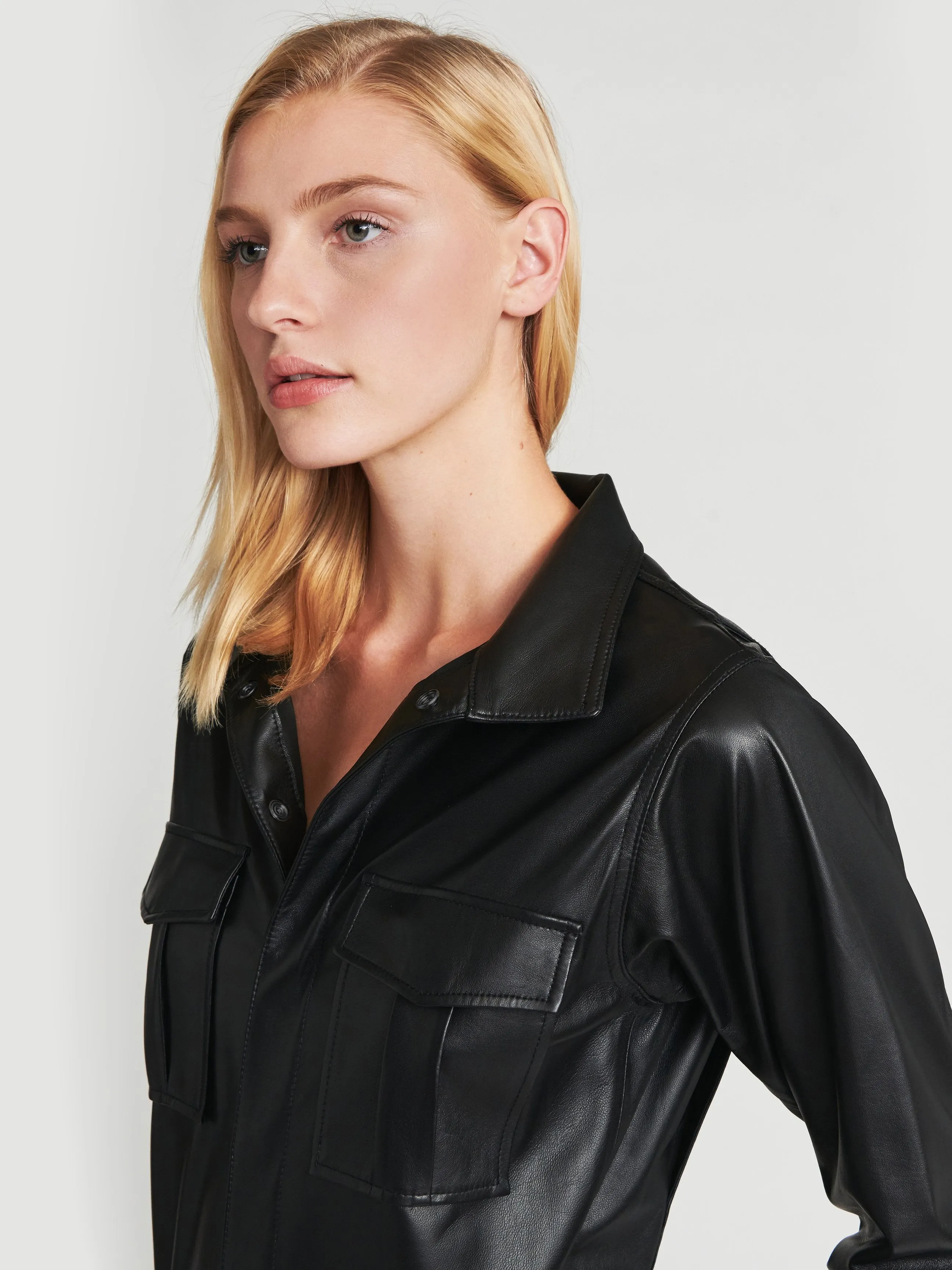 Leather Cargo Dress -- Noir