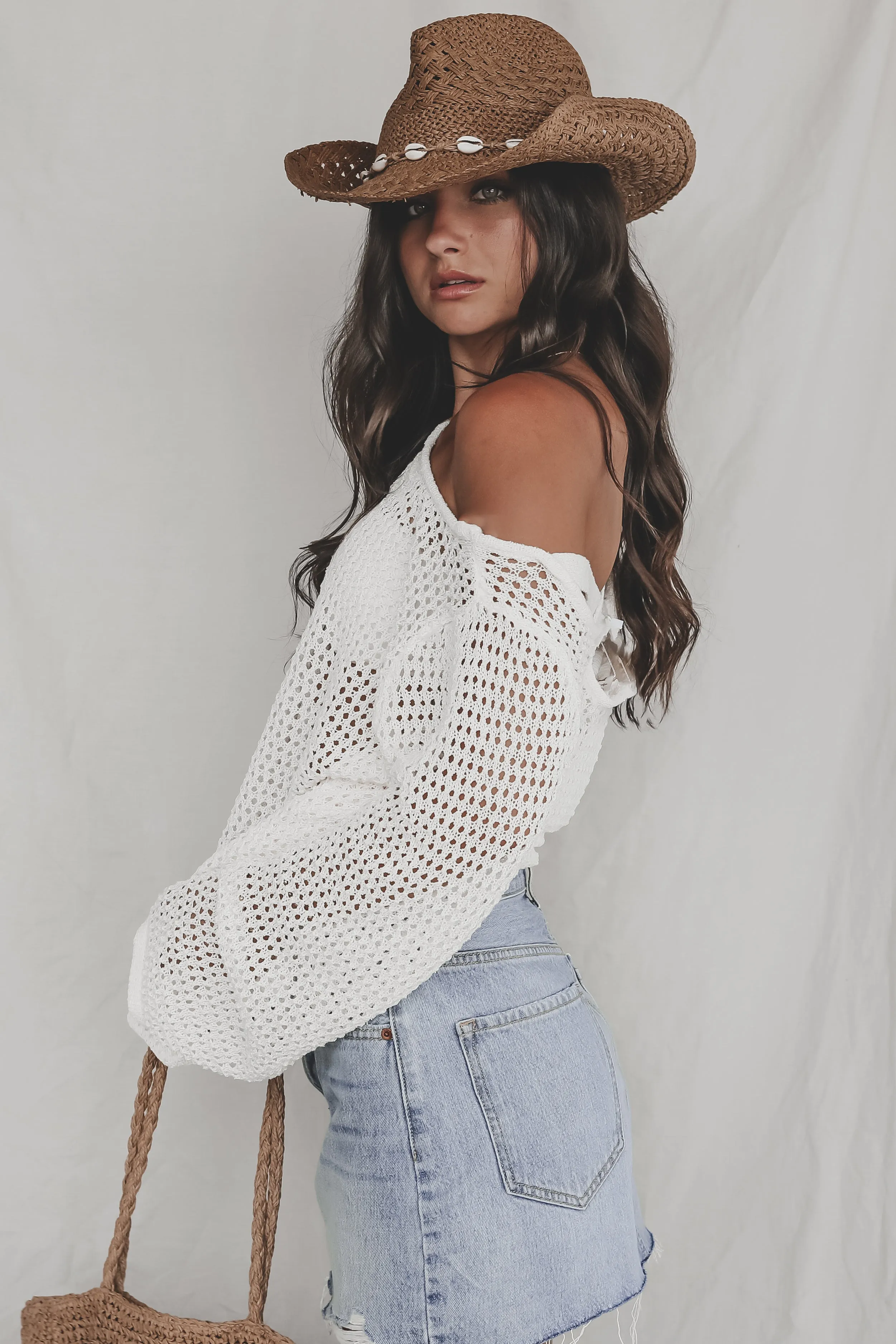 Ocean Calling Cream Knit Cover Up Top