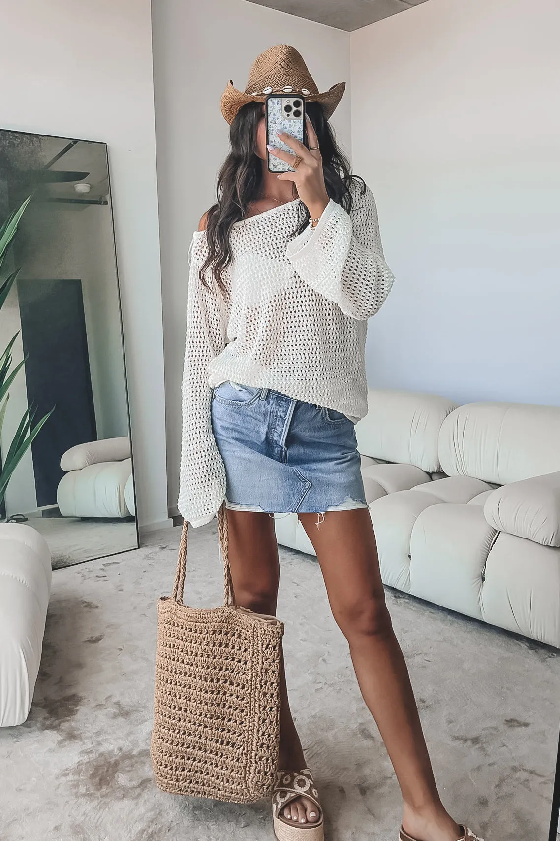 Ocean Calling Cream Knit Cover Up Top
