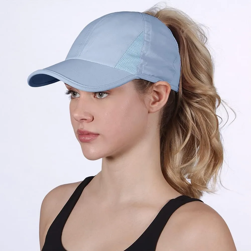 Ponyflo Womens Ponytail Baseball Cap - Ponytail Hats for Women, Curly Hair Ponytail Hat, Baseball Hat for Women