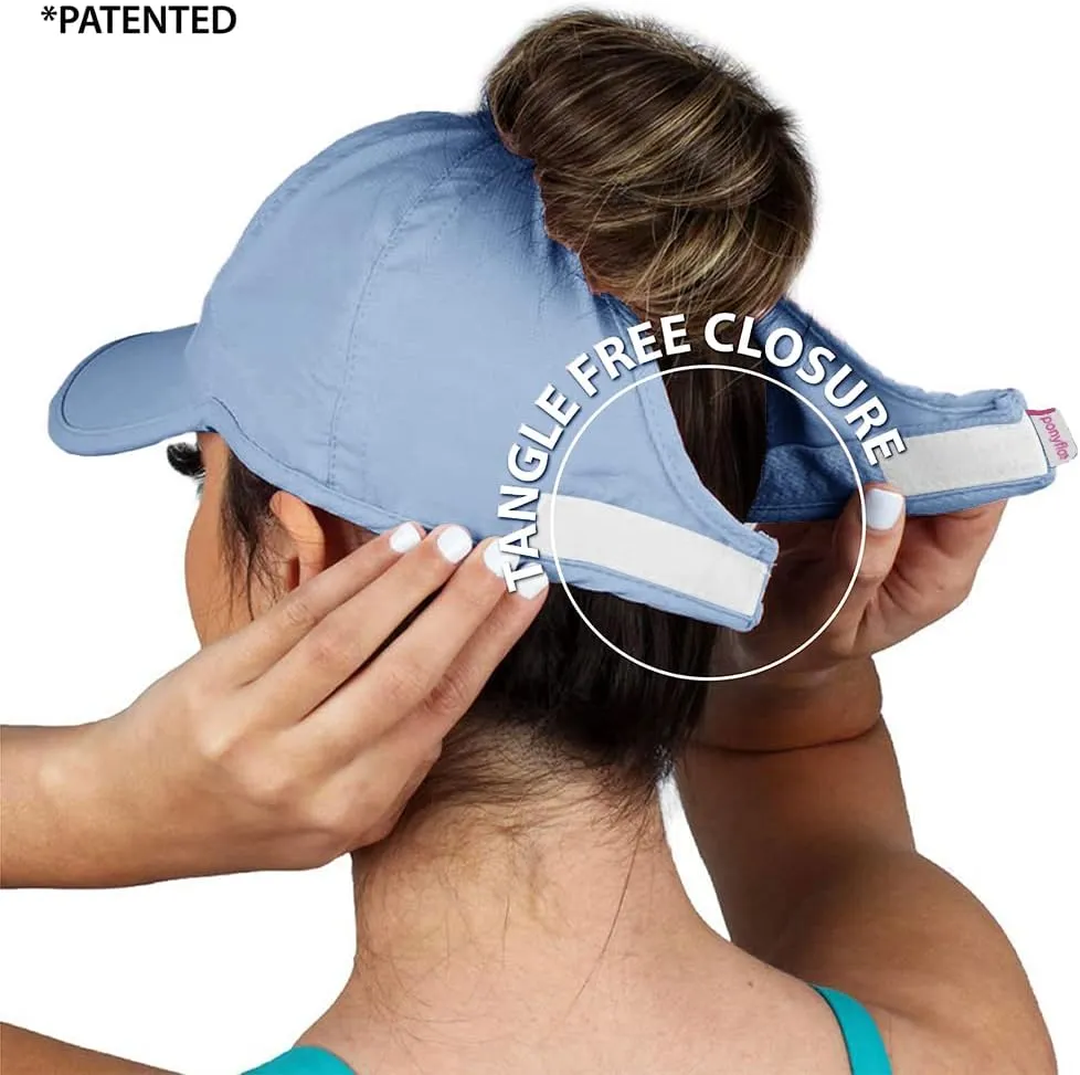 Ponyflo Womens Ponytail Baseball Cap - Ponytail Hats for Women, Curly Hair Ponytail Hat, Baseball Hat for Women