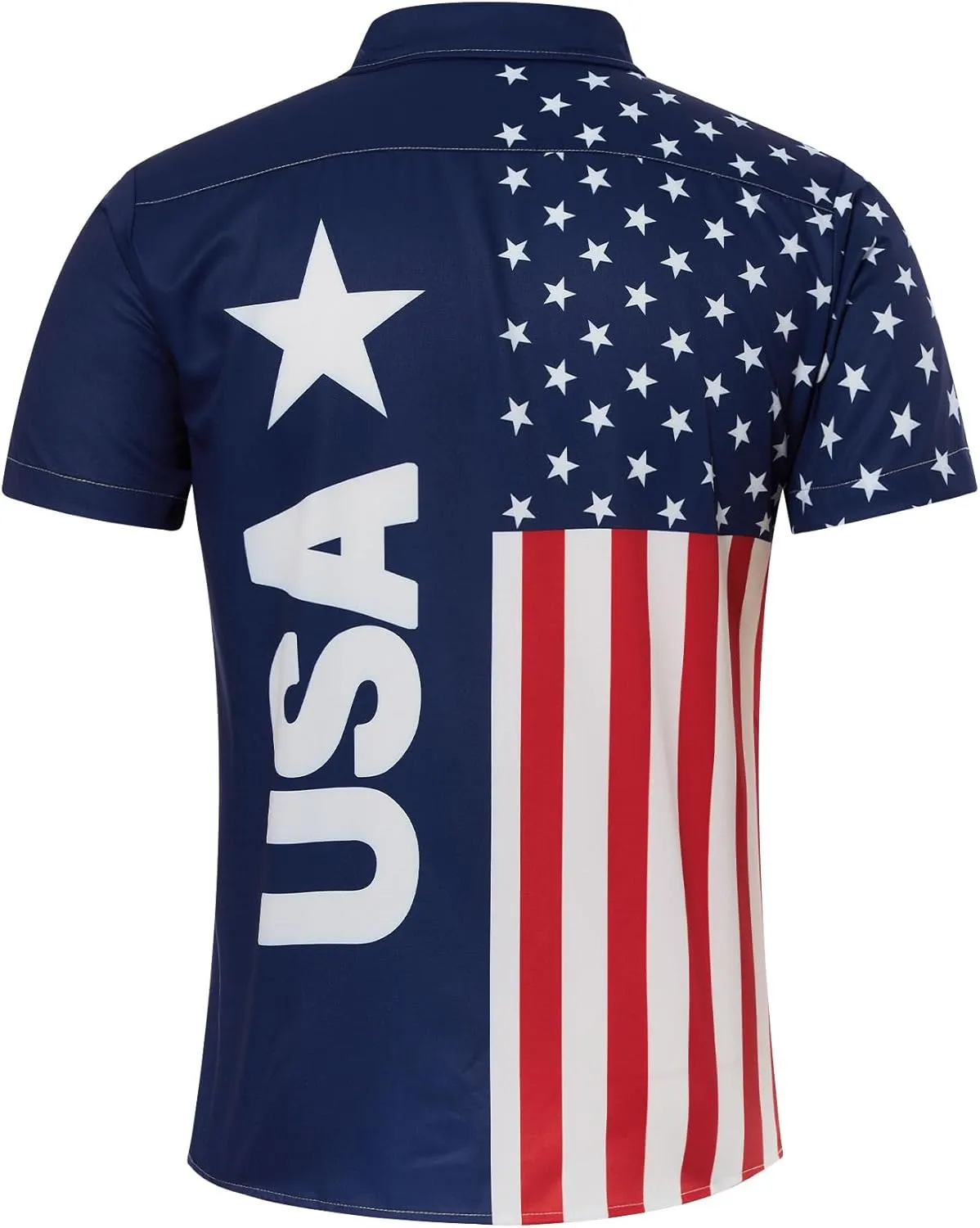 uideazone Mens 4th of July American Flag Patriotic Shirt USA Short Sleeve Button Up Independence Day Shirt M-XXL