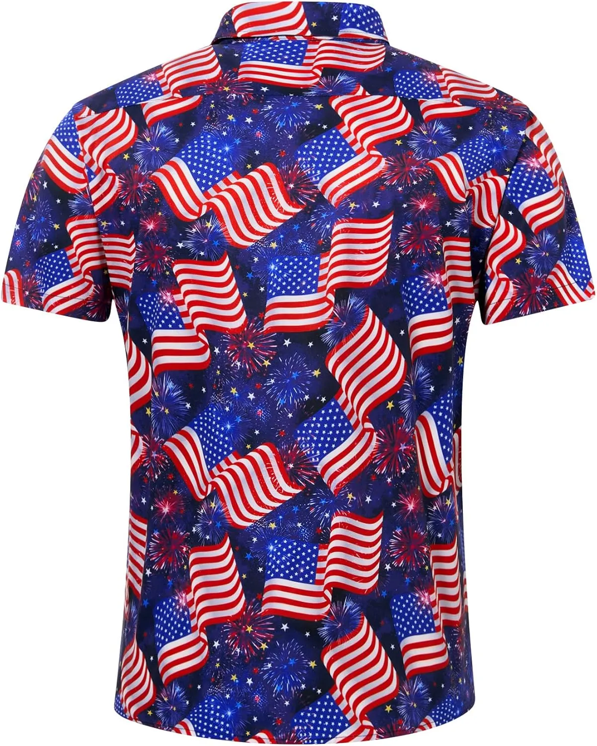 uideazone Mens 4th of July American Flag Patriotic Shirt USA Short Sleeve Button Up Independence Day Shirt M-XXL